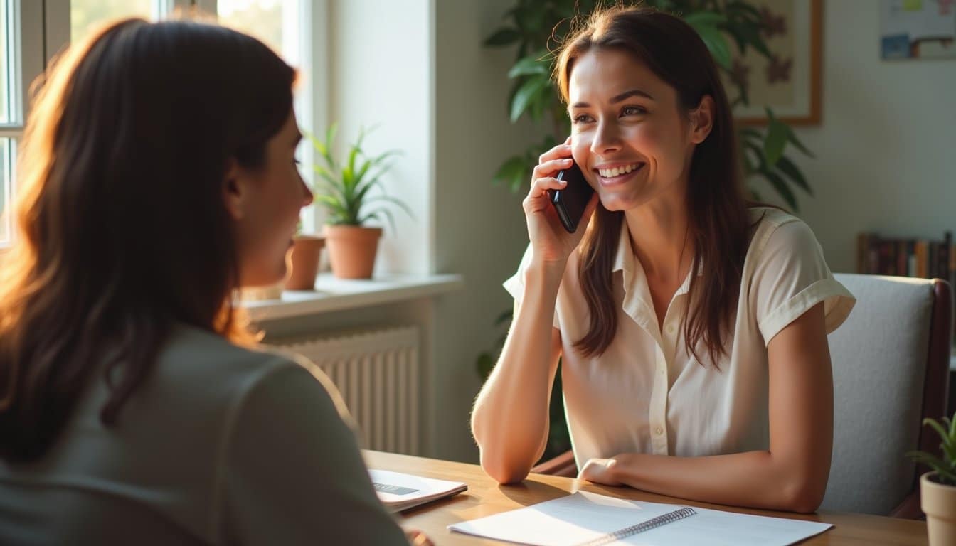 Support advocate helping a caller find treatment options